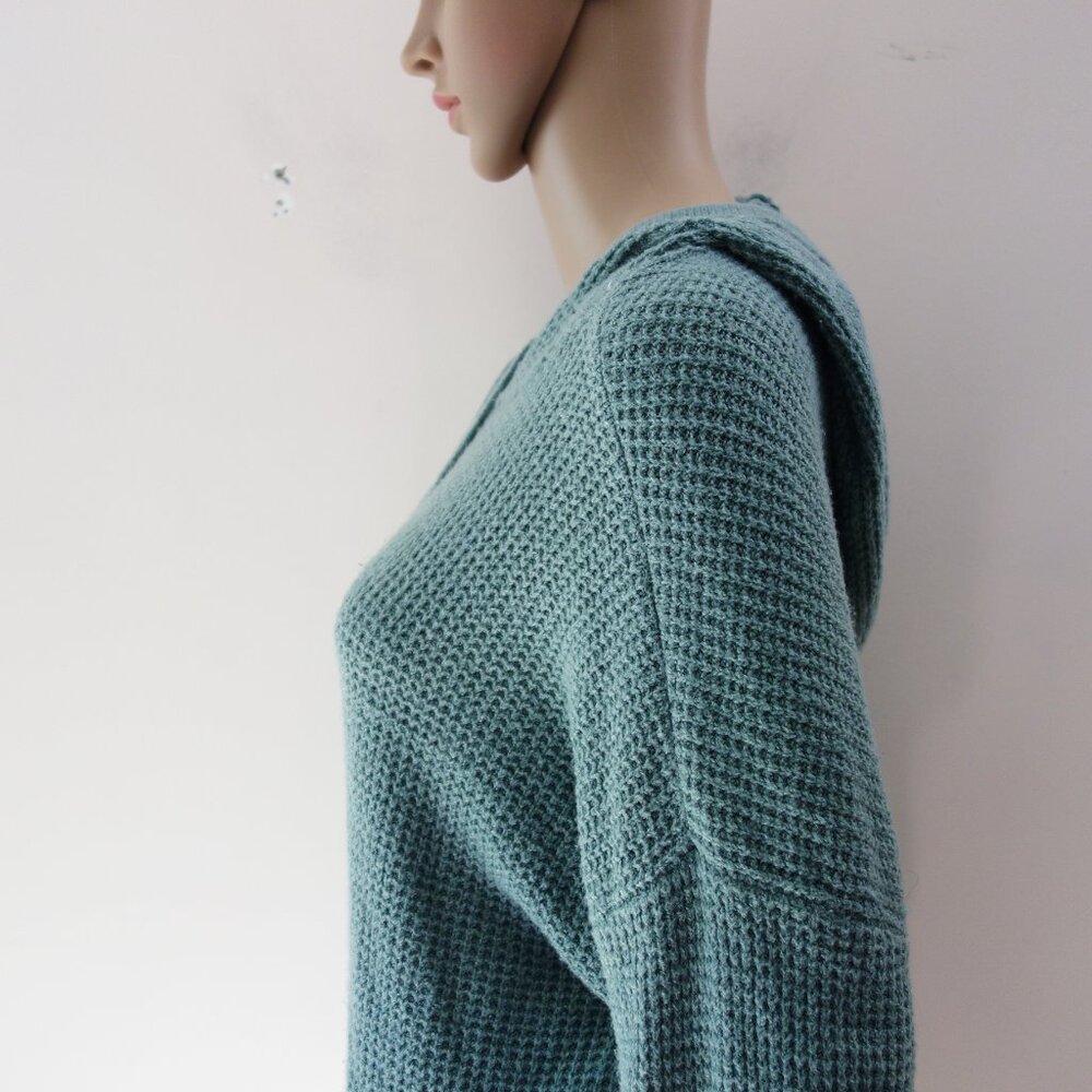 Aerie Waffle Knit Hoodie Sweater Overcast Green Oversized (XS) NWOT! - Picture 5 of 12